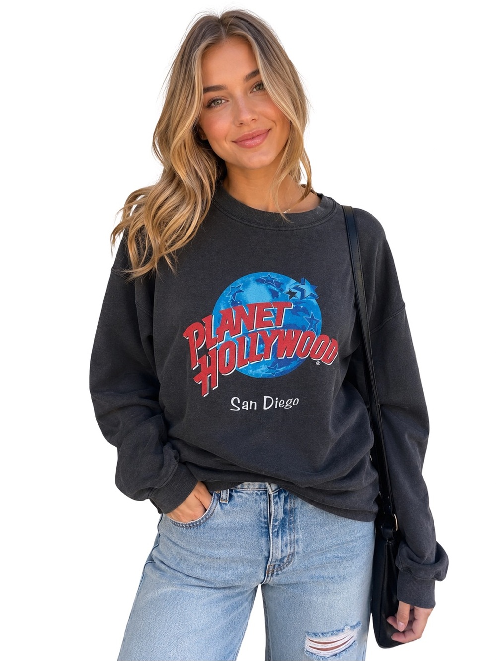 VTG 90s Planet Hollywood San Diego Sweatshirt Black Crewneck USA Made L grunge
